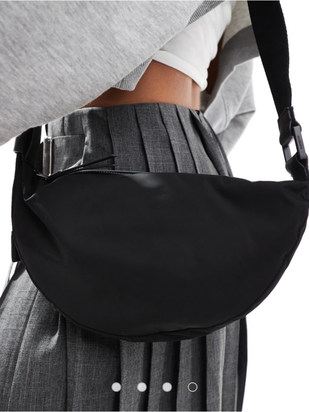 AllSaints Black Crescent Crossbody Bag